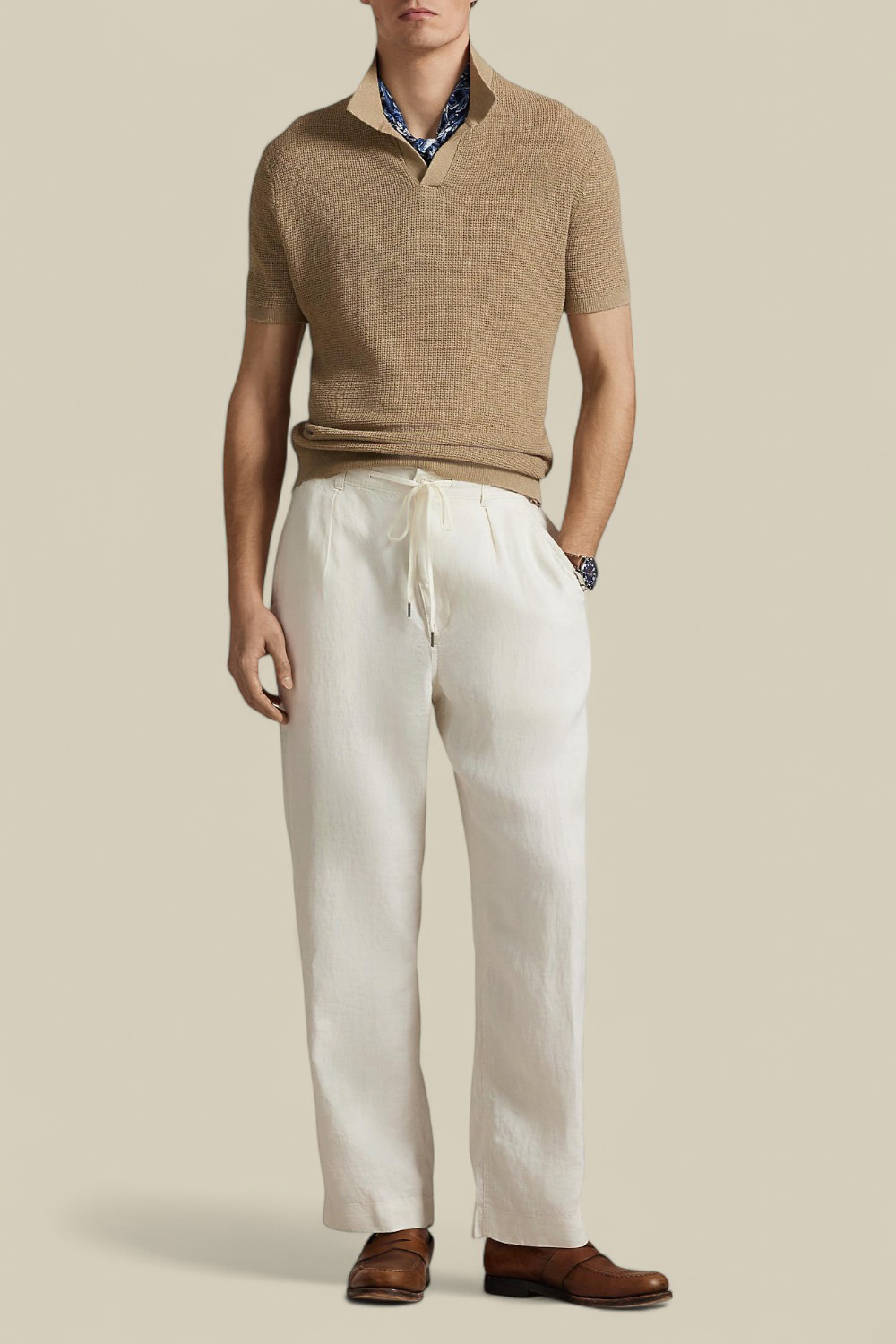 תמונת כל הלוק של מכנסיים ארוכים מפשתן